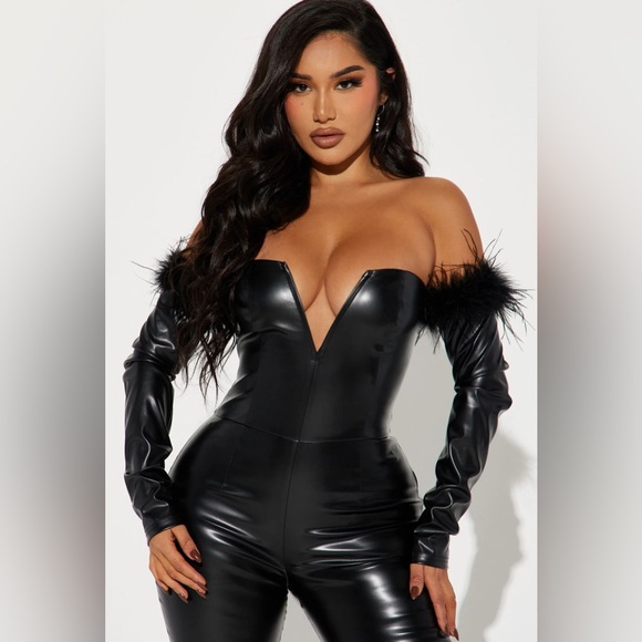 Not Your problem Faux Leather Jumpsuit - Picture 2 of 3